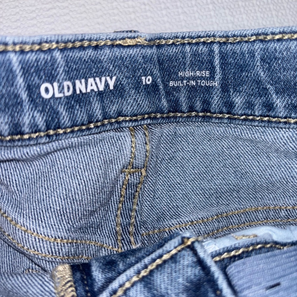 Old Navy Girls Denim Jean Shorts Size 10 High-Rise Built-In Tough Cuffed - Picture 3 of 3